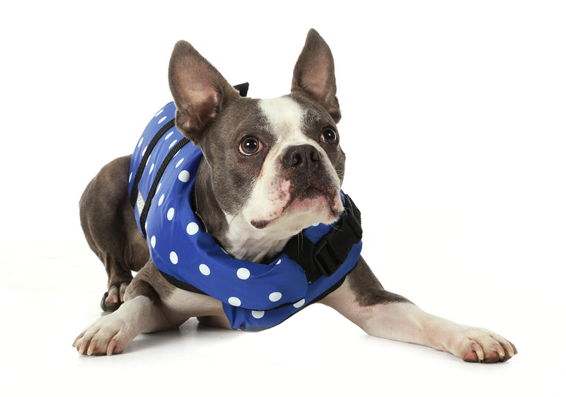 [Australia] - Seachoice 86270 Dog Life Vest - Adjustable Life Jacket for Dogs, with Grab Handle, Blue Polka Dot, Size XS, 7 to 15 Pounds 