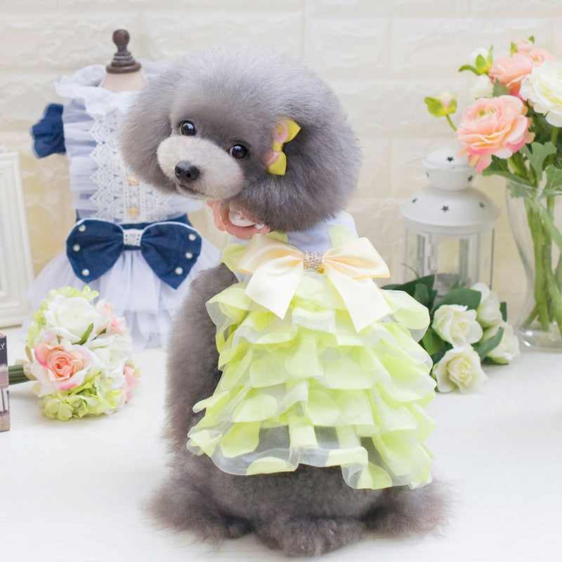 [Australia] - SMALLLEE_LUCKY_STORE YP0223-L Small Dog Sexy Party with Bow tie Princess Tutu Dog/Cat Clothes, Large, Blue Yellow 