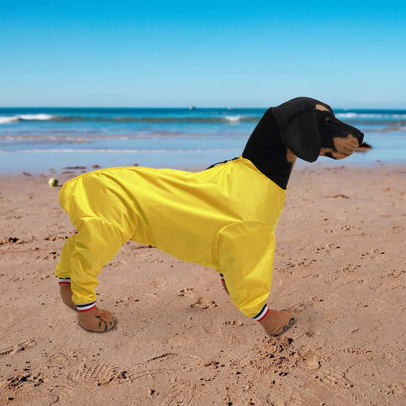 Ctomche Lightweight Packable Reflective Dog Raincoat,Water Resistant,Dog Raincoat With legs,Pet Waterproof Rain Jacket Rainwear Clothes for Small Medium Dogs Yellow-XS X-Small - PawsPlanet Australia