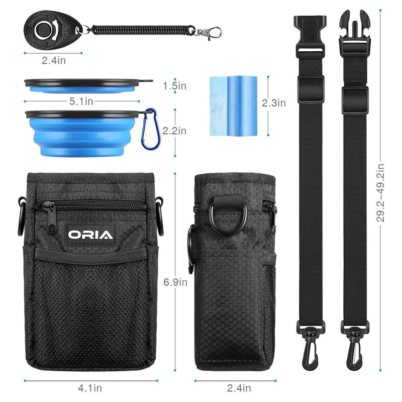 [Australia] - ORIA Dog Training Pouch, Dog Treat Bag, Pet Training Waist Bag with Adjustable Strap, Collapsible Dog Bowl, Storage for Treats, Toys and Training Accessories Blue 