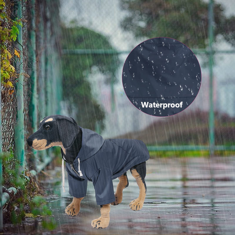 Morezi Zip Up Dog Raincoat with Hood, Rain/Water Resistant, Adjustable Drawstring, Pocket Design, Dog Raincoats - Size XS to XXL Available 0609 X-Small (Bust: 18") Blue - PawsPlanet Australia