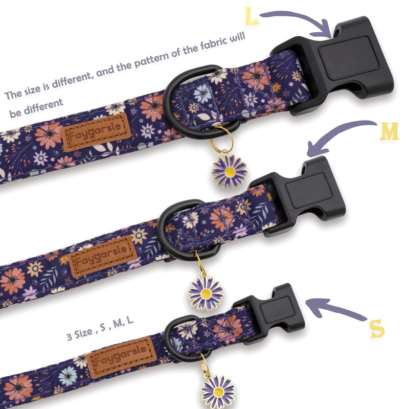 Faygarsle Floral Dog Collar for Girls and Female Dogs Soft and Fancy Pet Collar with Flower Design Ideal Purple Dog Collar for Small Medium Large Dogs M - PawsPlanet Australia