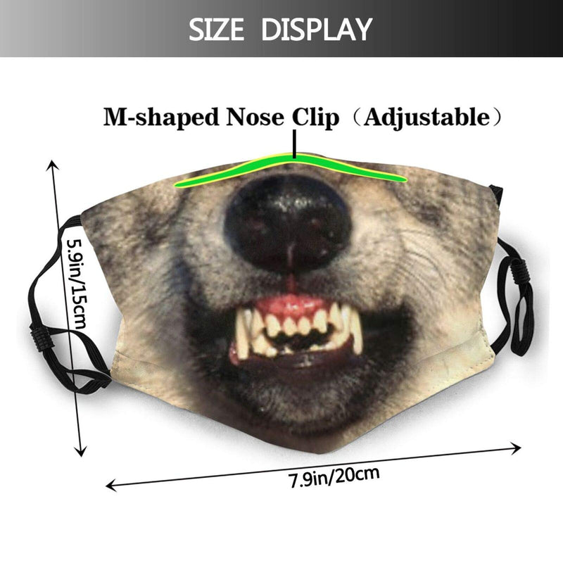 Funny Face Mask Funny Smile Dog Dog Face Mask Animal Fashion Scarf Design For Adult Reusable Breathable Dog Grinning in Anger 1 PCS - PawsPlanet Australia