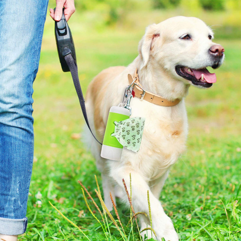 [Australia] - Guardians LED Flashlight Dog Waste Bag Dispenser Holder with Pet Waste Bag Poop Roll Bags (2 Packs) Pink+Green 