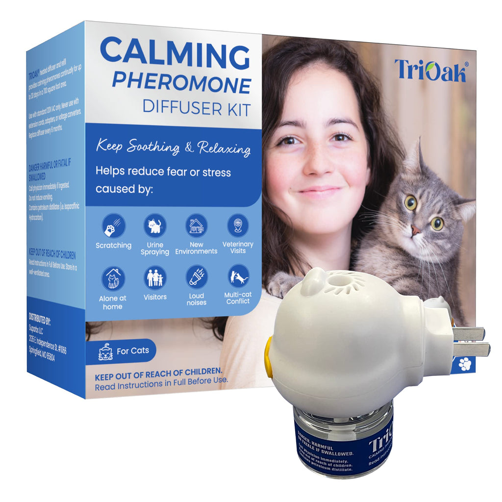TriOak Cat Calming Diffuser, Cat Anxiety Relief, Cat Pheromone Diffuser, Pheromone Diffuser to Calm Cats, 48ml Refill - PawsPlanet Australia
