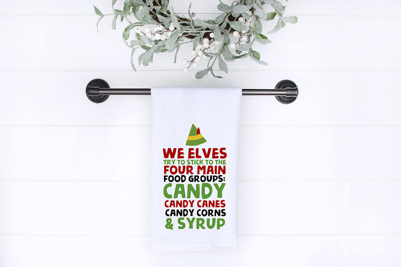 Elf Movie Decor - Holiday Kitchen Towel - Funny Christmas Hand Towels (Stick To The Four Main Food Groups) Stick To The Four Main Food Groups - PawsPlanet Australia