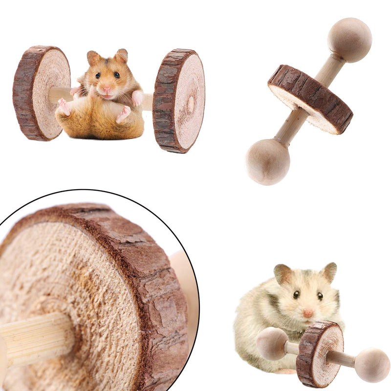 bluesees Hamster Chew Toys, 10pcs Natural Wooden Pine Guinea Pigs Toys Rats Chinchillas Toys Accessories Dumbells Exercise Bell Roller Small Pets Teeth Care Molar Toy for Birds Bunny Rabbits Gerbils - PawsPlanet Australia