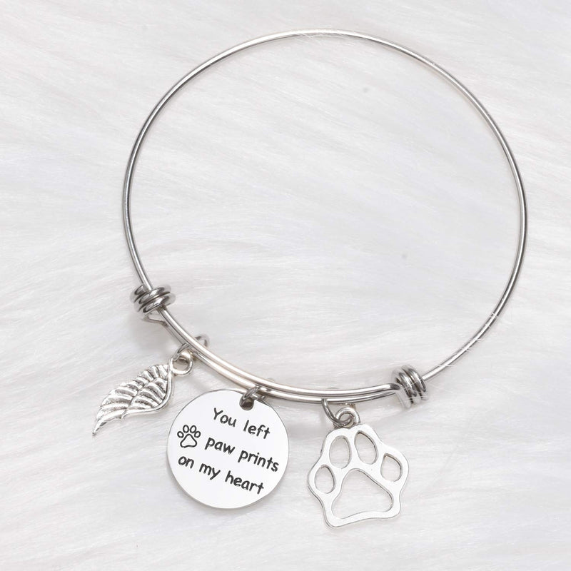 [Australia] - ecobuty Loss of Pet Memorial Gifts You Left Paw Print On My Heart Jewelry Sympathy Gift for Pet Owner Dog Memorial Gifts Remembrance Loss of Pet Gifts Loss of Pet Bracelet Left Paw Print-BR 