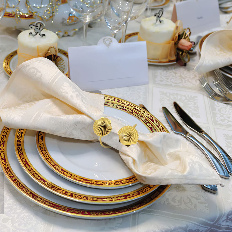 Napkin Rings Set of 6, Gold Seashell Napkin Rings Holder for Dinner Birthday Thanksgiving Christmas Wedding, Dining Table Decoration Shell - PawsPlanet Australia