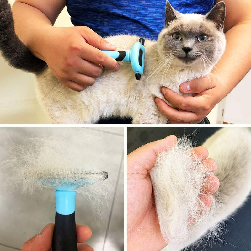 HSpet-HOME Pet Grooming Brush for Dogs and Cats Shedding Hair by up to 95%,Perfect Long & Short Hair Pet Deshedding Tool middle blue - PawsPlanet Australia