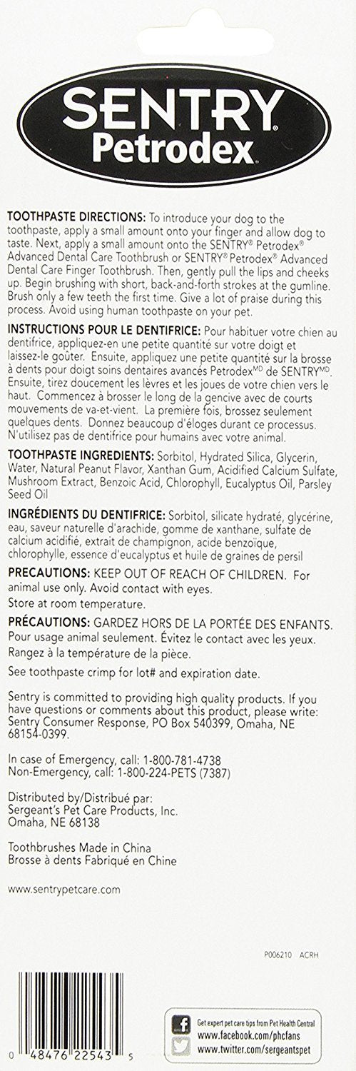 Sentry Petrodex Dental Care Kit Enzymatic Toothpaste Dogs Peanut Flavor 2.5 oz - PawsPlanet Australia
