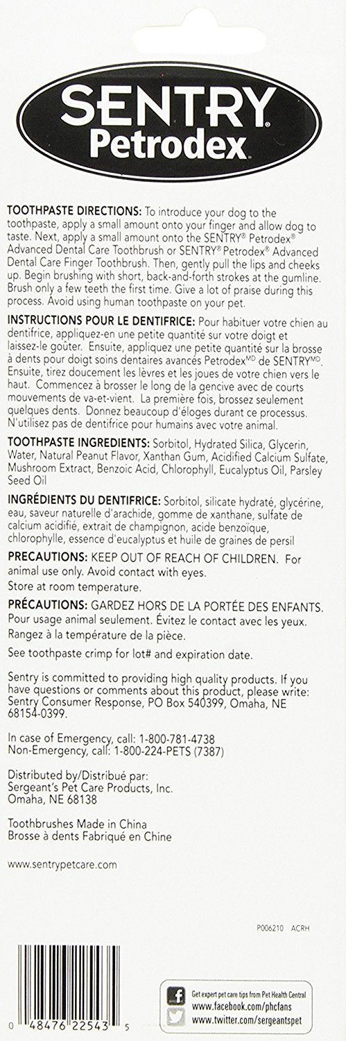 Petrodex Sentry Natural Peanut Flavor Pet Dental Kit, 2.5-Ounce 2 Kits - PawsPlanet Australia