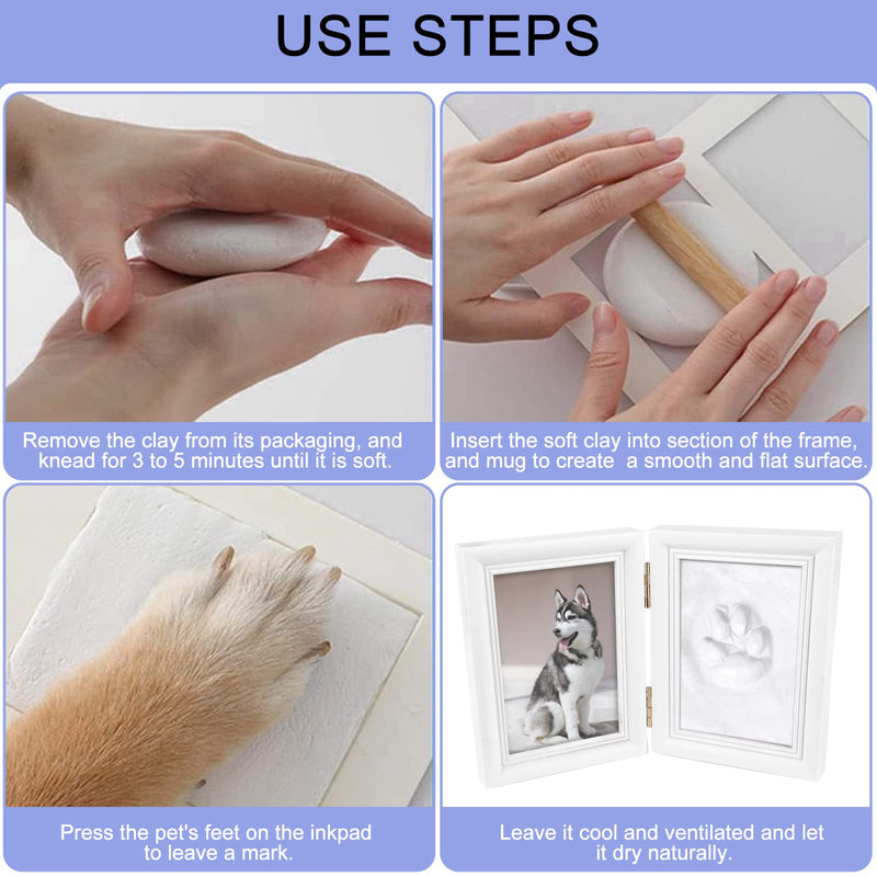 YOYIAG Paw Print Set Dog and Cat, Picture Frame and Paw Print Set, Keepsake Box 3D Paw Print, Cat Gift for Dog Owners Memorial Dog Picture Frame - PawsPlanet Australia