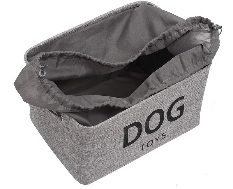 Morezi Canvas Dog Toy Box Puppy Toy Basket Bin with Handles and Drawstring Closure - Perfect for Organizing Pet Toys, Blankets, Leashes, Towel, Coats, Diaper, Pet Pee Mat - Grey - PawsPlanet Australia