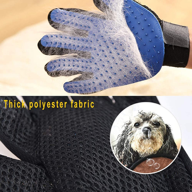 Houdao 1 Pair Cat Grooming mitt Glove Cat Gloves 2-in-1 with Breathable Mesh Soft Silicone Tips and Five Finger Dog Grooming Glove for Long Short Haired Dogs Cats Horses Rabbit Kitten(Light blue) - PawsPlanet Australia