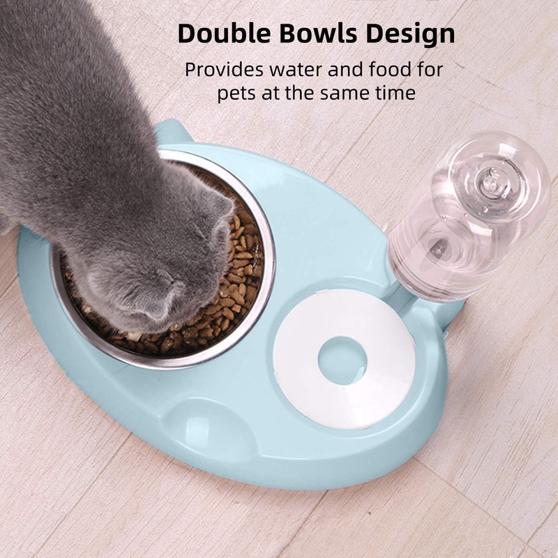 Small Pets Water and Food Bowl Set, Dogs Cats Feeder Bowl and Automatic Water Dispenser Double Pet Bowls with Automatic Water Bottle for Small or Medium Size Dogs Cats… Blue-Green - PawsPlanet Australia