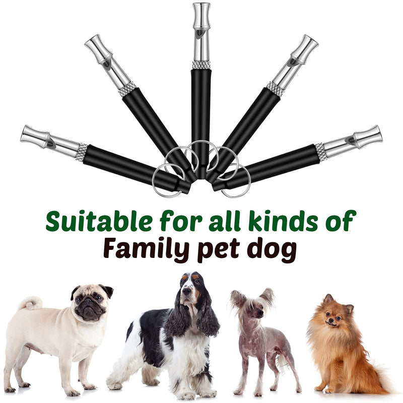 10 Pieces Dog Training Whistle Set Include 5 Pieces Stop Barking Dog Whistle Adjustable Ultrasonic Silent Dog Whistle and 5 Pieces Lanyards for Recall Training Field Black - PawsPlanet Australia