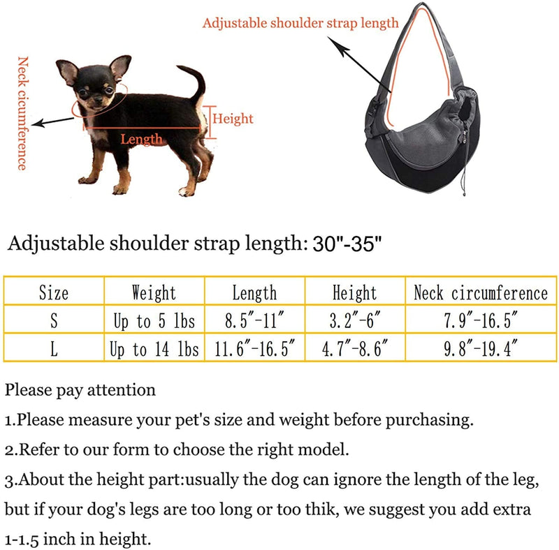 Amor Aeol Pet Carrier,Hands Free Puppy Carrier for Small Dogs and Cat,Suitable for pets under 5 pounds,Breathable Mesh Travel Safe Puppy Sling, Adjustable Dog Sling Carrier ,Machine Washable(black) black - PawsPlanet Australia