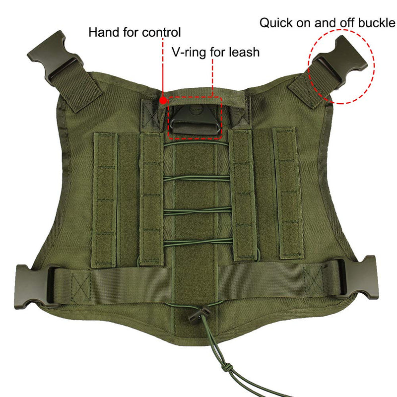[Australia] - zuoxiangru Tactical Service Dog K9 Working Dog Vest Outdoor Training Hunting Water-Resistant Military Patrol Dog Harness with Handle Large Army Green 