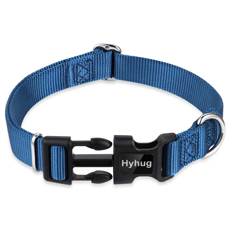 Hyhug designs Classic Basic Dog Collars, Plain Nylon, Secure Quick Buckles, Remove, and Can Hang Dog ID Tags (Small, Classic Blue) Small - PawsPlanet Australia