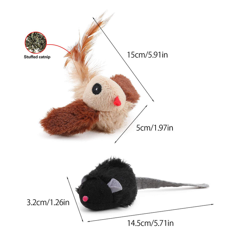 PAKESI Cat Toy, Interactive Cat Toys for Indoor Cats, Simulated Animal Sounds, Plush Cat Toys Birds-2Pack - PawsPlanet Australia