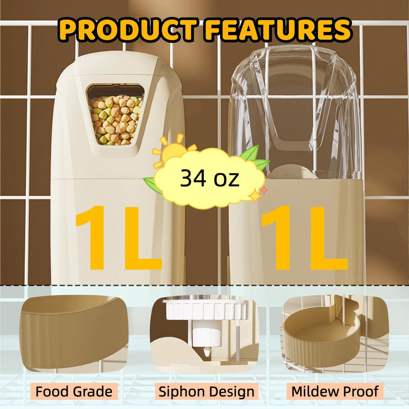 Hanging Pet Food Water Dispenser Automatic 34oz Large Capacity Cage Feeder Auto Gravity Feeding Station for Puppy Kitten Rabbit Chinchilla Hedgehog Ferret - PawsPlanet Australia
