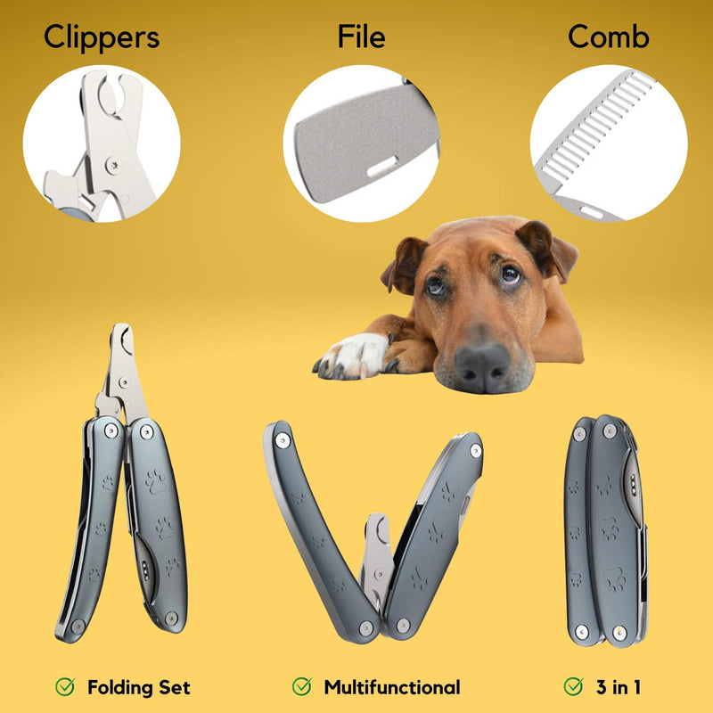 ZIKKTA Dog Nail Clippers with Safety Lock and Trim Guard for Professional Grooming. Travel Set for Small, Medium and Large Dogs of All Breeds - PawsPlanet Australia