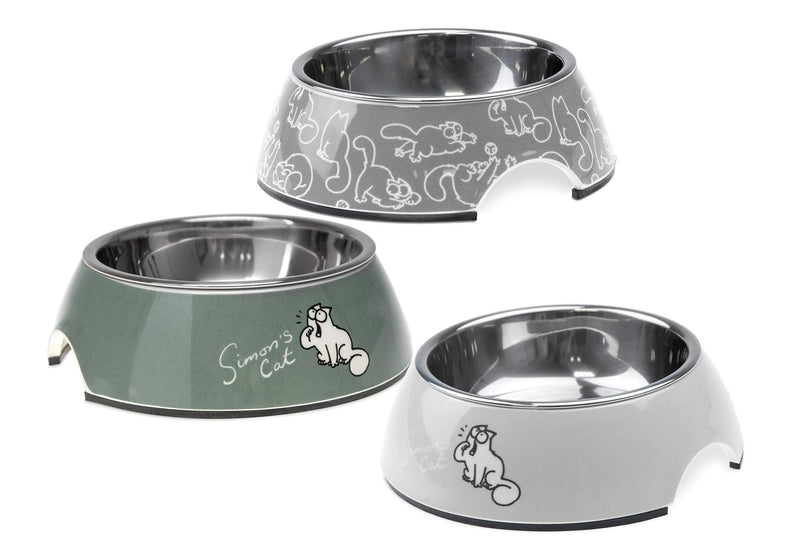 Simon's Cat Bowl L 14 cm W 14 cm H 4.5 cm 160 ml Dark Grey - PawsPlanet Australia