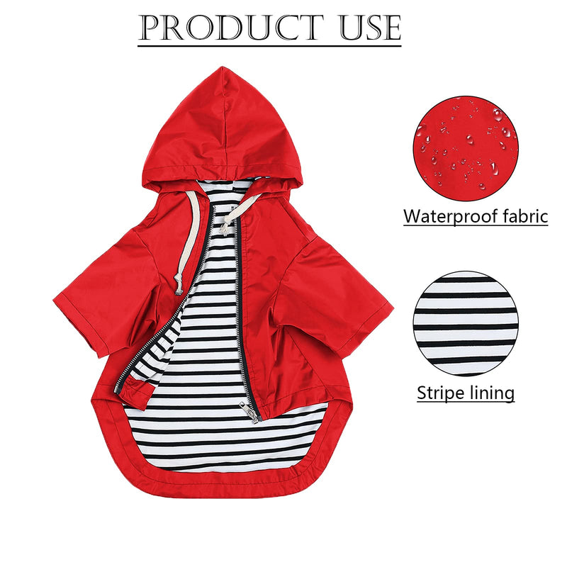 Stylish Premium Dog Raincoats - Dog Wear Yellow Zip Up Dog Raincoat with Reflective Buttons, Pockets, Rain/Water Resistant, Adjustable Drawstring -Red -S S Red - PawsPlanet Australia