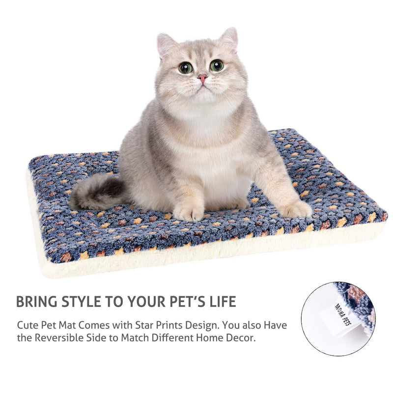 Mora Pets Ultra Soft Pet (Dog/Cat) Bed with Cute Prints | Reversible Fleece Crate Bed Mat | Machine Washable Pet Bed Liner X-Small Dark Blue - PawsPlanet Australia