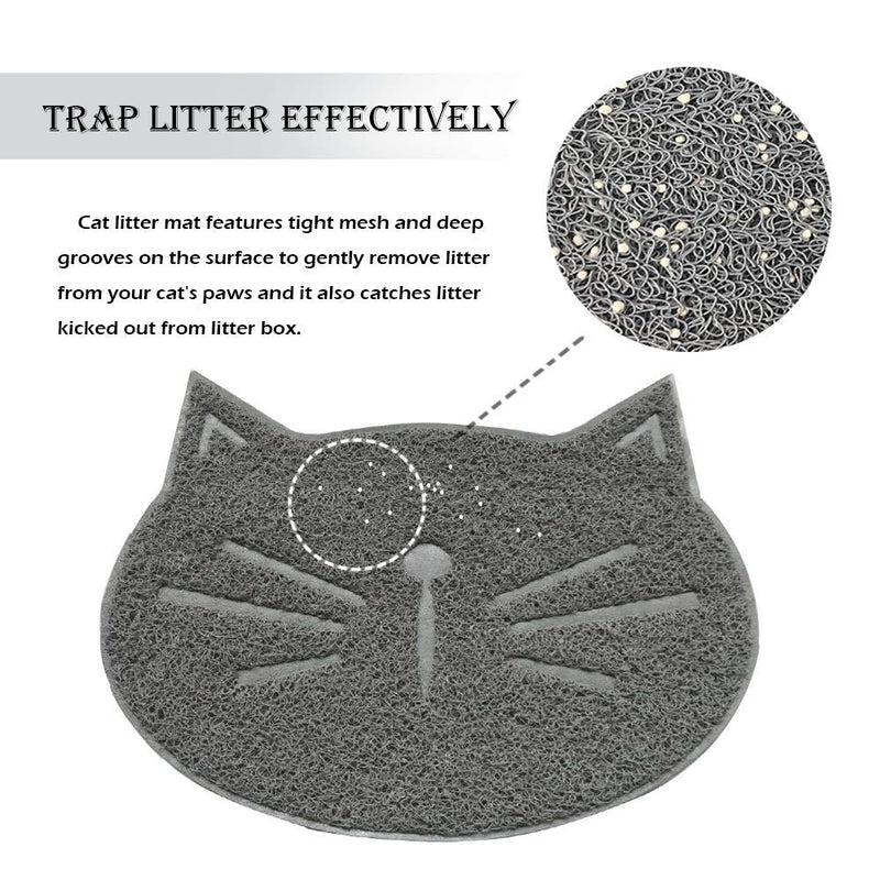 Cat Litter Tray Mat,Pet Food Mat,Waterproof Bowl Mats Non Slip Dogs and Cats Feeding Tray Pads (Grey) Grey - PawsPlanet Australia