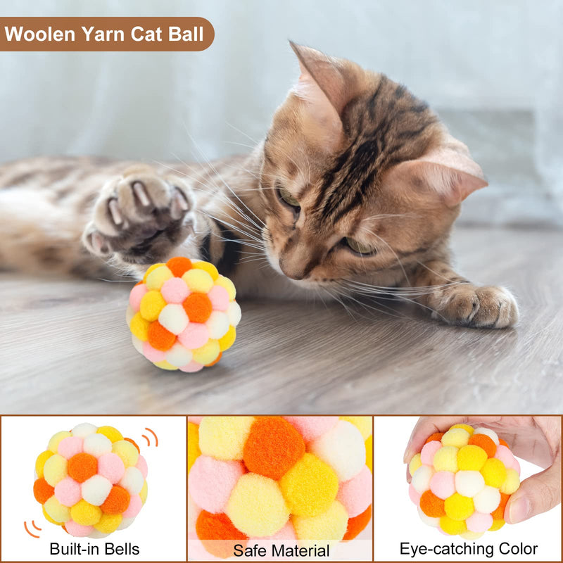 Tiibot 8 Packs Cat Toys Set Include Woolen Yarn Cat Ball with Built-in Bell Cat Spring Toys Cat Toy Balls for Small Animals Kittens Interactive Chasing Chewing Toys Puppies Thank You Gift Birthday - PawsPlanet Australia