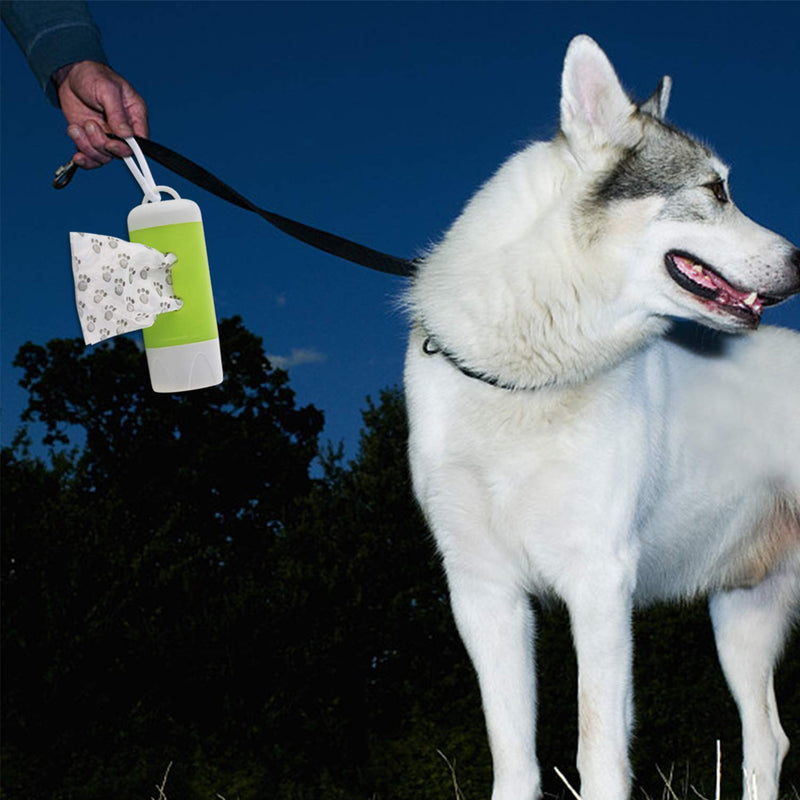 [Australia] - Guardians LED Flashlight Dog Waste Bag Dispenser Holder with Pet Waste Bag Poop Roll Bags (2 Packs) Pink+Green 