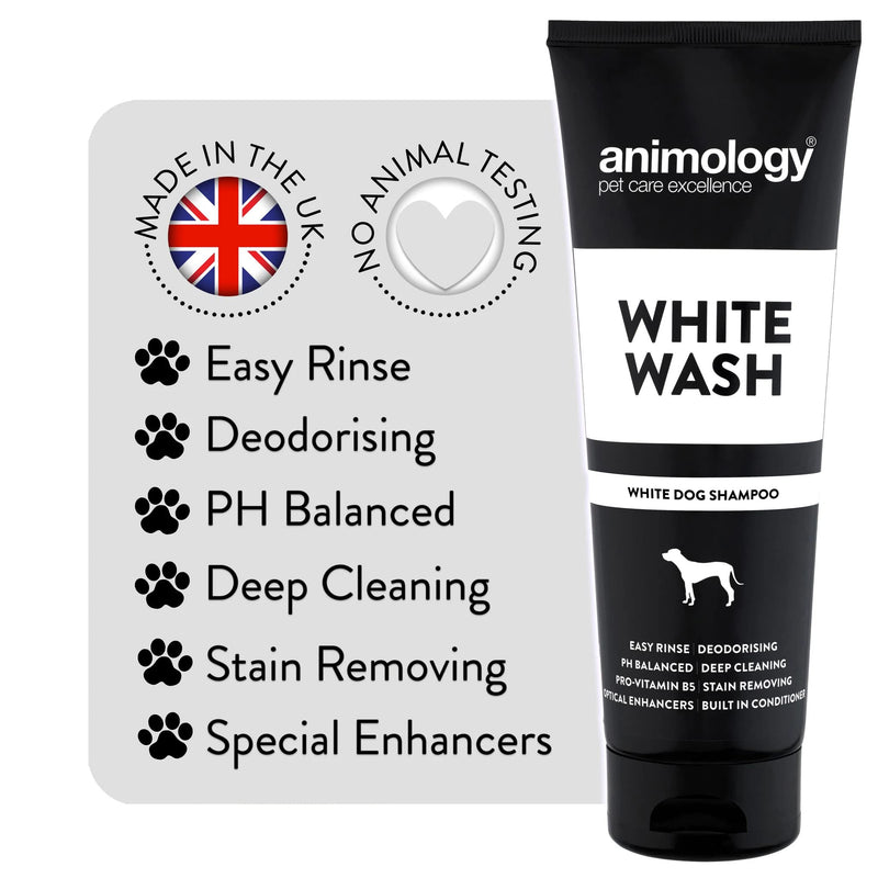 ANIMOLOGY White Wash Shampoo – Dog Coat Enhancer Formula – Dog Shampoo for Dirt and Dust Removal – Pet Shampoo with Dog Conditioners and Vitamin B5 for a Pleasant Dog Bath 2 Pack - PawsPlanet Australia