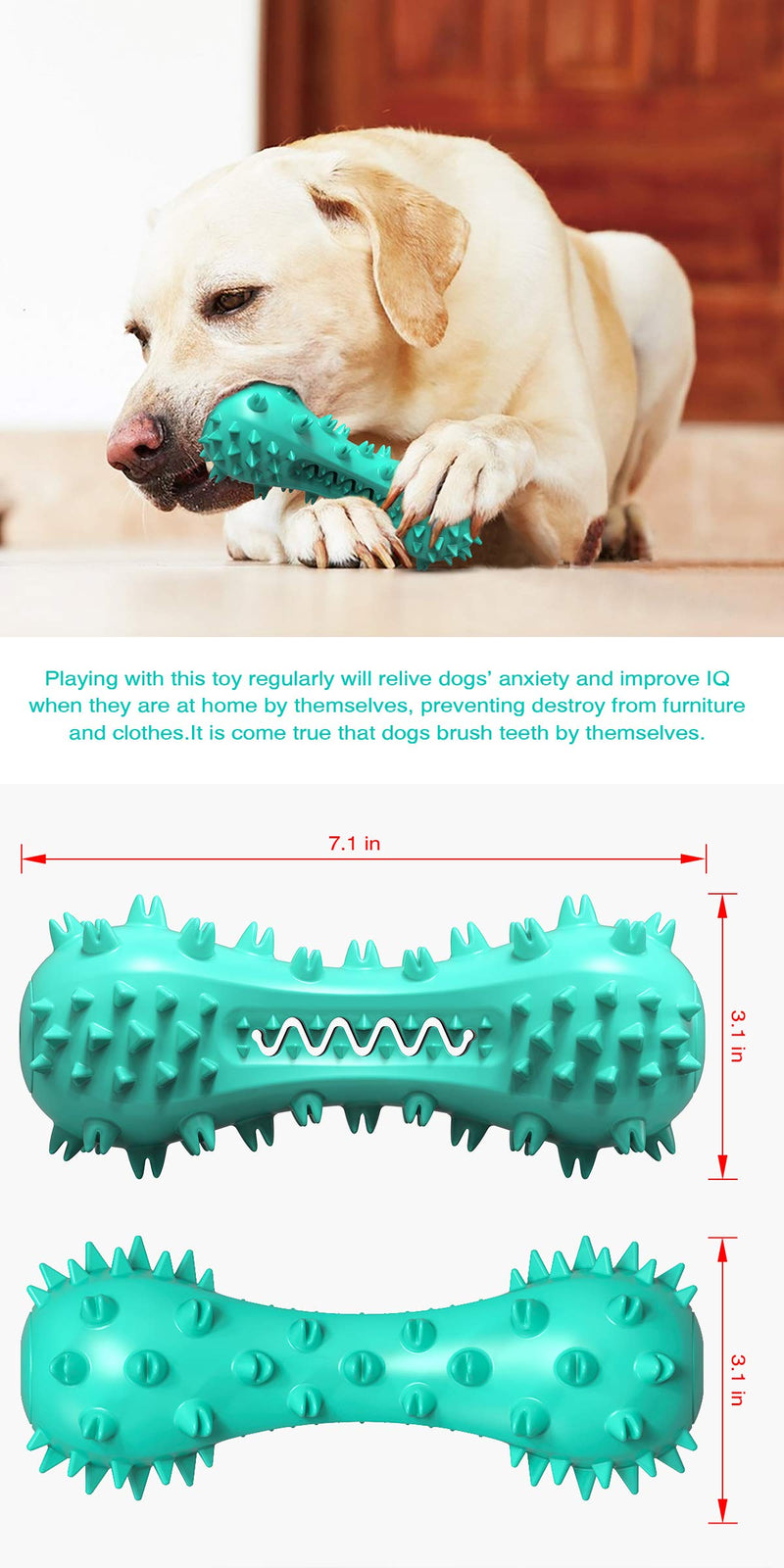 Johson Dog Chew Toys Squeaky Interactive Chew Stick Natural Rubber Indestructible Bites Stick Tough Toothbrush for Medium and Large Dog's Teeth Cleaning - PawsPlanet Australia