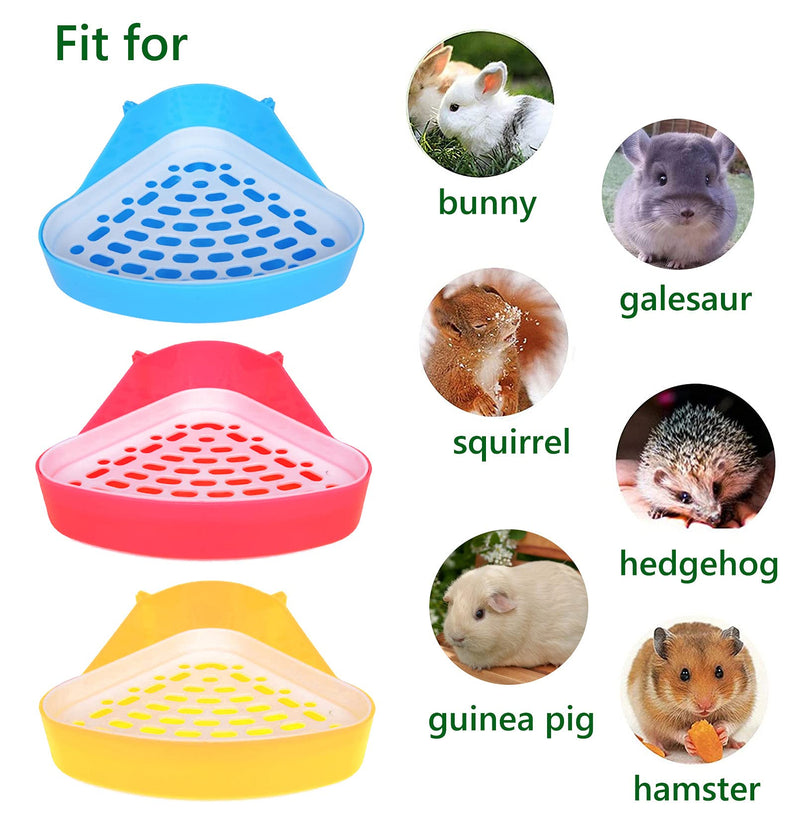 JSLZF Bunny Litter Box Pet Toilet Triangle Potty Trainer Corner Guinea Pig Litter Bedding Box Dustpan Broom for Chinchilla Ferret Drawf Hamster(Blue) Blue - PawsPlanet Australia