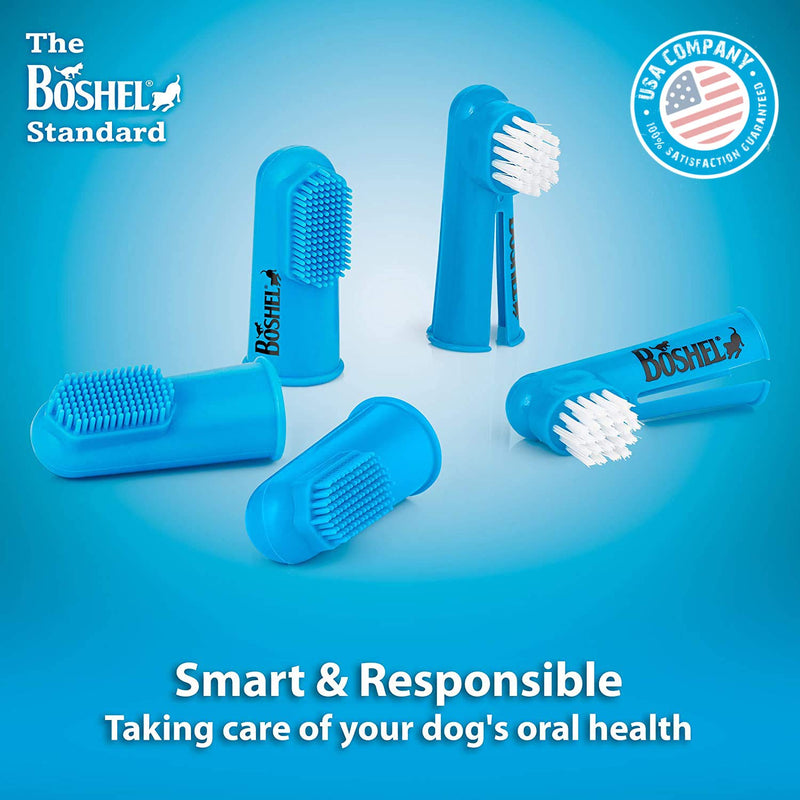 BOSHEL Dog Finger Toothbrush Set - 8 Pack Includes 6 Silicone Bristle + 2 Nylon Bristle Dog & Cat Toothbrushes - Approved - Dental Oral Care - Teeth & Gums Care Kit for Small, Medium & Large Pets - PawsPlanet Australia