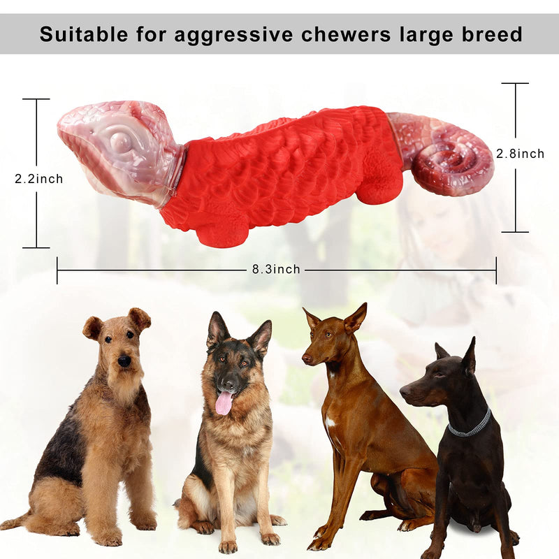 Dog Chew Toys for Aggressive Chewers, Indestructible Nylon Dog Toys, Tough Durable Dog Toys for Medium Large Dogs (Red Lizard).… - PawsPlanet Australia