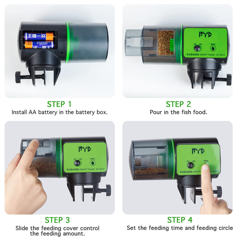 FYD Automatic Fish Feeder, Aquarium Auto Fish Feeder Food Timer Dispenser for Small Fish Tank, Vacation, Holidays - PawsPlanet Australia