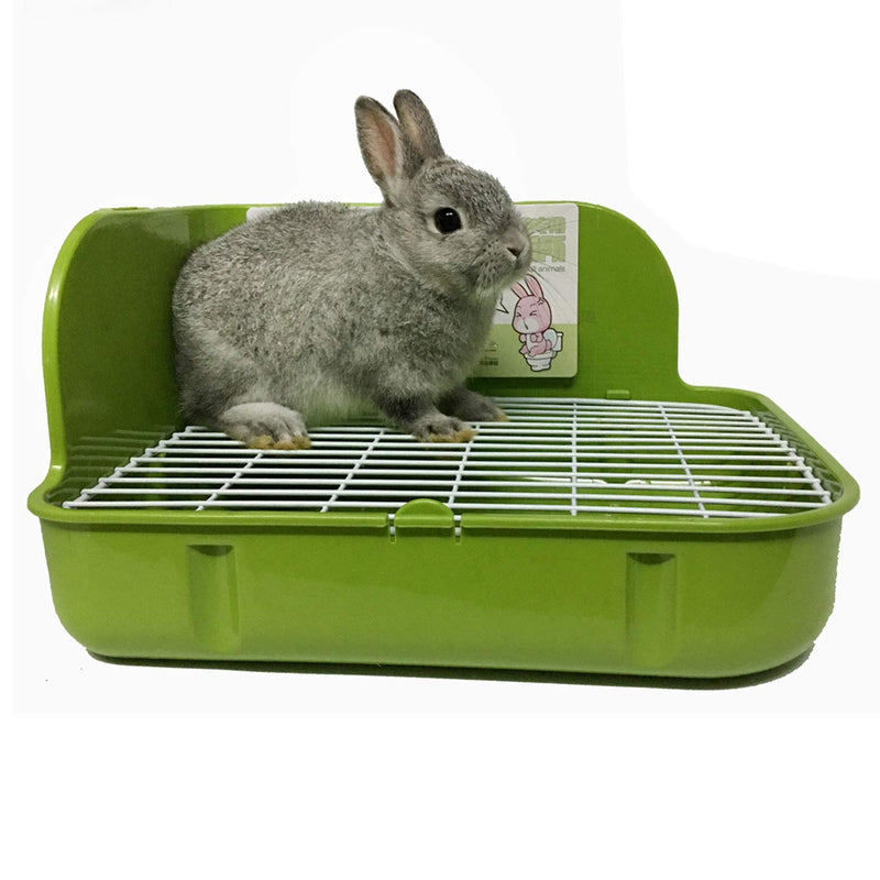 RUBYHOME Rabbit Litter Box Toilet, Plastic Square Cage Box Potty Trainer Corner Litter Bedding Box Pet Pan for Small Animals, Rabbits, Guinea Pigs, Chinchilla, Ferret, Galesaur, 11.4 Inches Green - PawsPlanet Australia