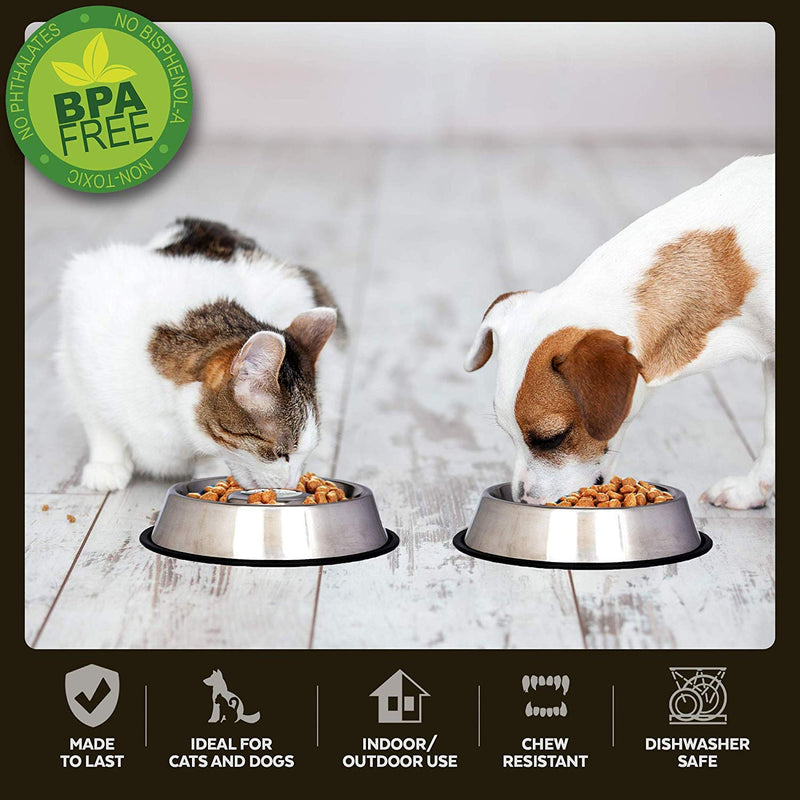 [Australia] - Iconic Pet Set of 2 Stainless Steel Anti-Skid Slow Feed Pet Bowl for Dogs Medium 