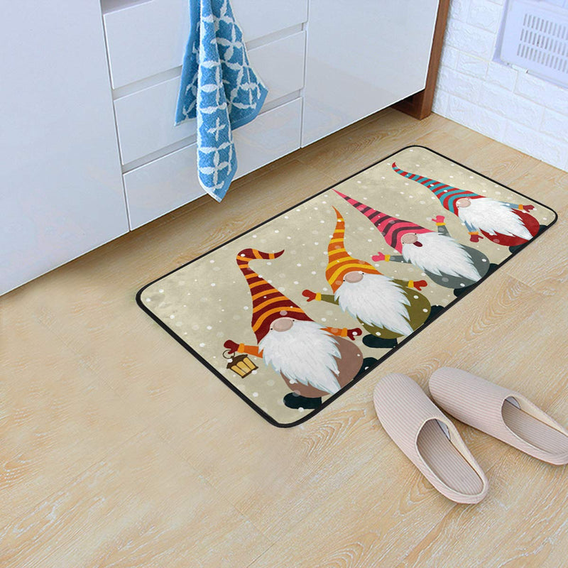 Kitchen Rugs Christmas Card with Gnomes Design Non-Slip Soft Kitchen Mats Bath Rug Runner Doormats Carpet for Home Decor, 39" X 20" - PawsPlanet Australia