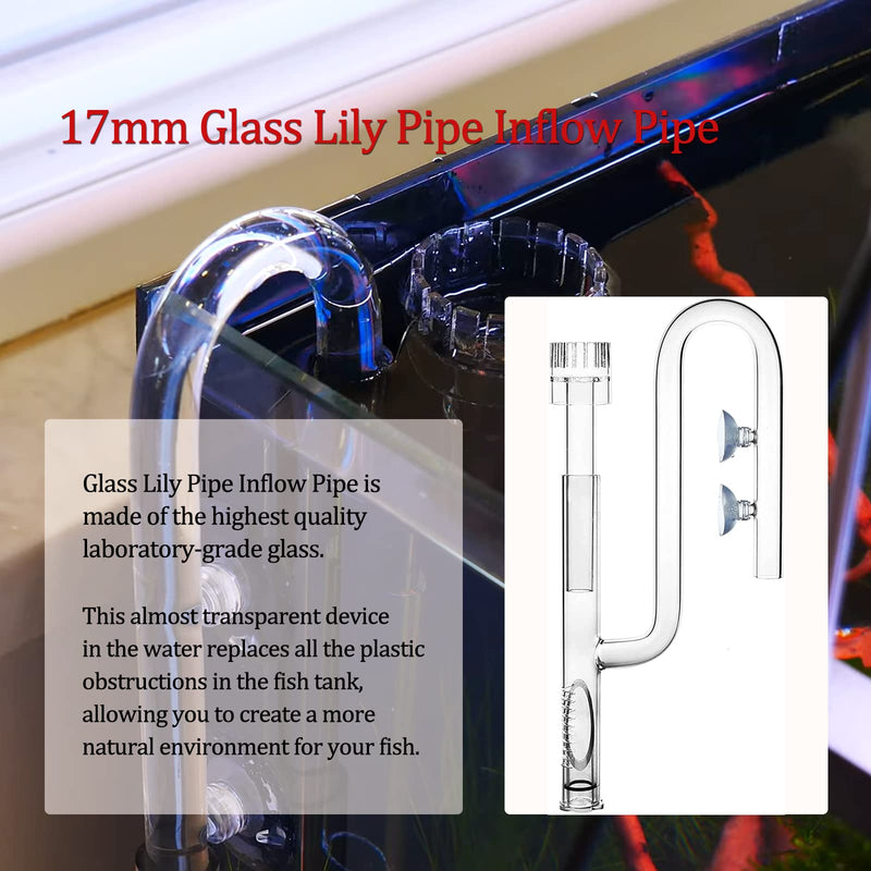 Swess 17mm Glass Lily Pipe Inflow Pipe, 17mm Glass Aquatic Inflow Lily Pipe with Surface Skimmer for Aquarium Planted Tank - PawsPlanet Australia