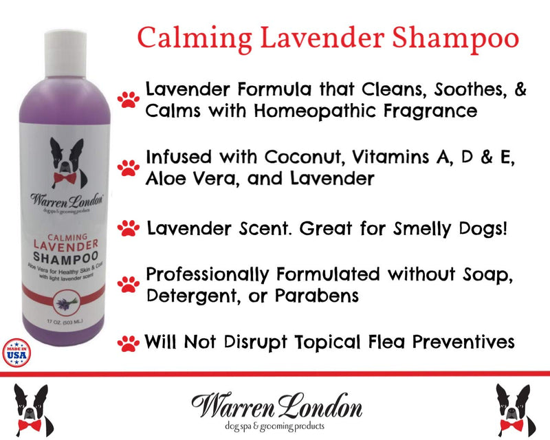 [Australia] - Warren London Calming Lavender Pet Shampoo w/Aloe Vera, Vitamins, Coconut - 17oz & 1 Gallon Sizes - Made in USA 17 Ounce 