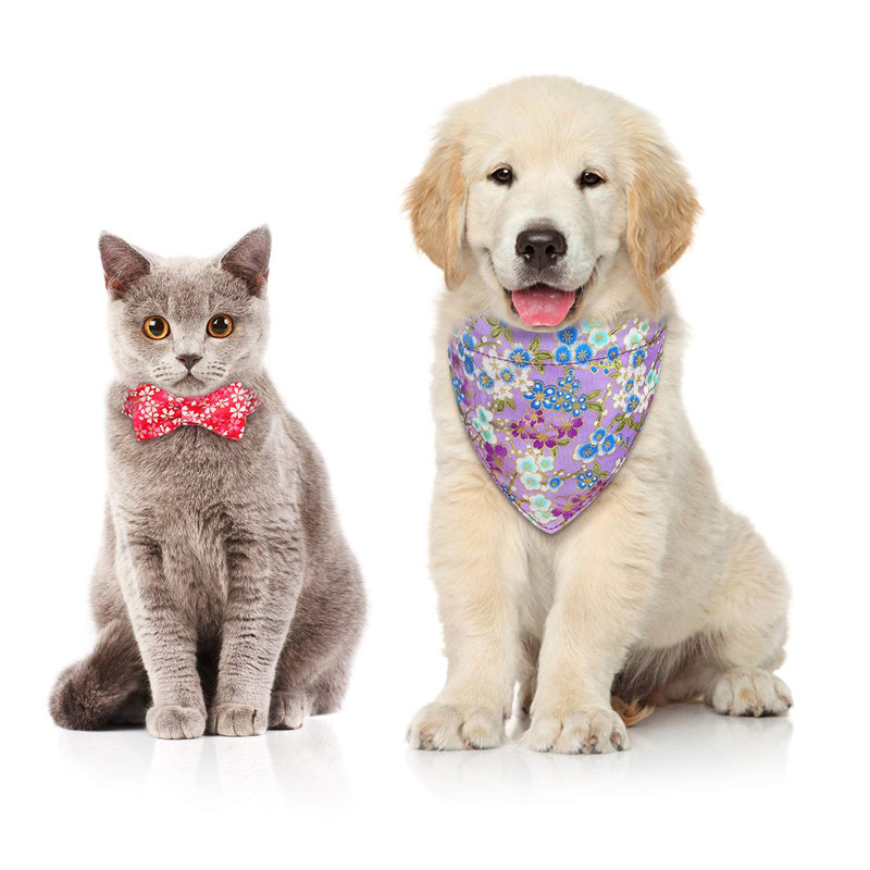 [Australia] - Vaburs Dog Bandana Collar and Dog Bowtie Collar, Adjustable Dog Collar with Bandana and Bowtie for Small Medium Large Dogs Detachable x-small red 