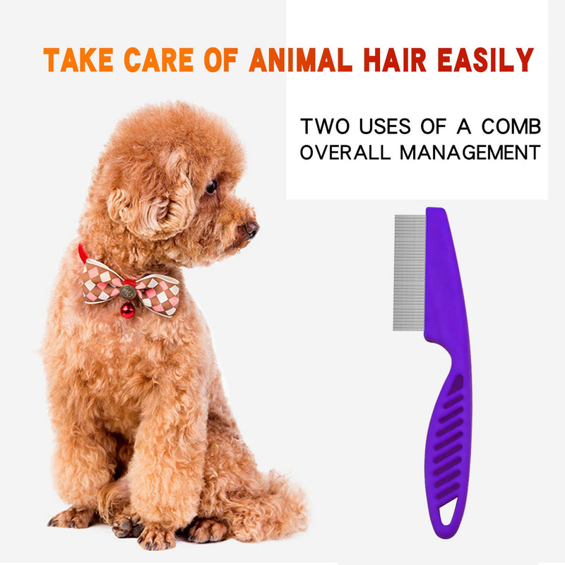 CaLeQi Pet Steel Combs Flea Comb for Dog Cat Lice Combs Fine Tooth Comb Pet Dematting Comb with Rounded Teeth Prevents Knots and Mats for Long and Short Haired Pets-3 Pieces - PawsPlanet Australia