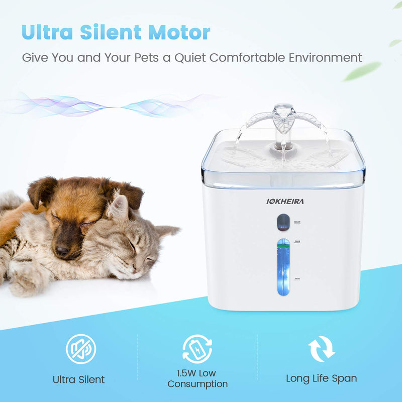 Iokheira Cat Water Fountain, Updated 3L Automatic Ultra-Quiet Pet Fountain with LED Night light and Carbon Filters for Cats, Dogs and Other Pets - PawsPlanet Australia
