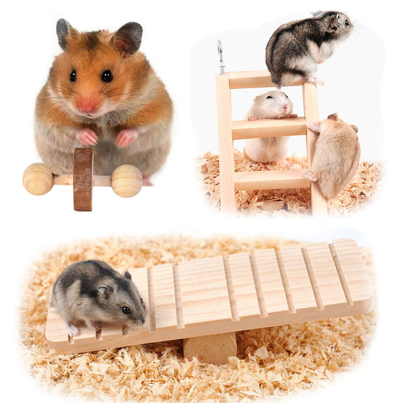 QETRABONE Hamster Chew Toys, 11 PCS Natural Hamster Accessories for Gerbil Rats Guinea Pigs Chinchilla Rabbits, Hamster Toys Accessories Dumbbells Playing Exercise Bell Roller Teeth Care Molar Toy - PawsPlanet Australia