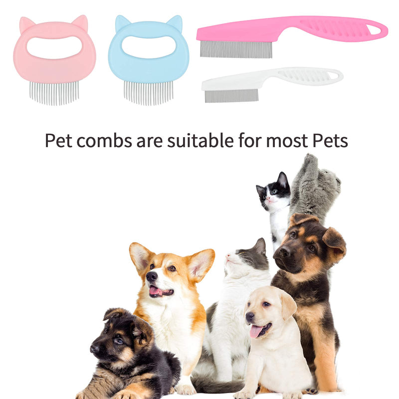 Cat Grooming Comb, KissDate 4Pack Pet Hair Comb Includes 2Pcs Gentle Painless Deshedding Matted Tangled Cat Massage Combs and 2Pcs Fine Tooth Lice Tear Stain Remover Comb for Dog, Cat, Small Pets - PawsPlanet Australia