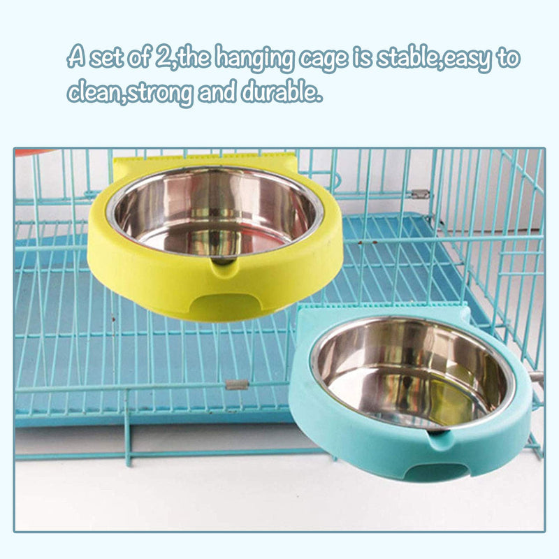 Hamiledyi Crate Dog Bowl Removable Stainless Steel Food and Water Feeder Hanging Cage Bowls Coop Cup Cleaning Set for Puppy Cat Bird Rat Guinea Pig Ferret 2Pcs - PawsPlanet Australia